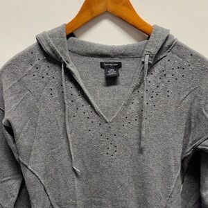 Calvin Klein Charcoal Hooded Sweater with Sparkle Accents